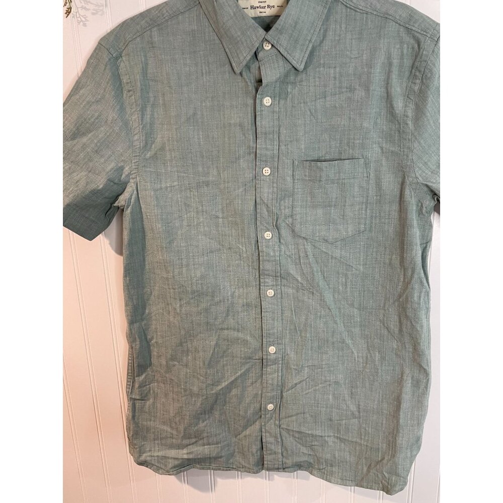 Hawker Rye Slim Fit Stretch Short Sleeve Button-Up Shirt Medium Blue